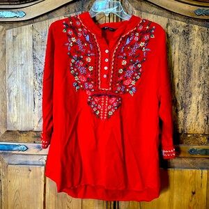 Embroidered red top by 64/65